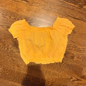sunny yellow eyelet crop top